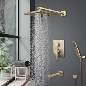 Juego de Grifo de Ducha de Lluvia Cabezales de Ducha Cuadrados Mezclador Bañera Cascada Caño Grifo - Imagen 1 de 15
