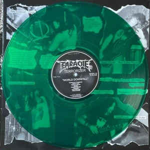 TERRORIZER World Downfall LP GREEN Earache 2002 RE Napalm Death Morbid Angel - Picture 1 of 6