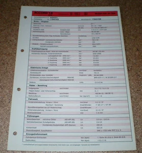 Inspektionsblatt/Servicio Datos Honda Accord 1.8/2D - Año Modelo 1984 - Imagen 1 de 1