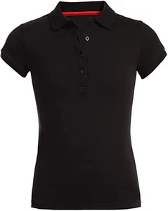 Nautica BLACK Big Girls Short Sleeve Interlock Polo Shirt, US Large (12/14) - Picture 1 of 2