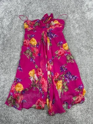 Lauren Ralph Lauren платье женщин 8 розовый фиолетовый желтый цветочный шелк блузон - Изображение 1 из 4