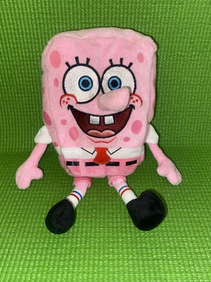 复古 Y2K Ty 粉红色海绵鲍勃豆袋毛绒 8 英寸(罕见) — 第 1/4 张图片