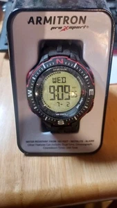 Armitron Sport Men's 40/8391BRD Red Accented Digital Chronograph Black Silicone - Picture 1 of 2