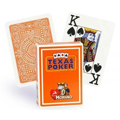 Texas Poker Hold Em Orange Playing Cards Deck Modiano Jumbo Index Poker Size NEW - Image 1 of 2