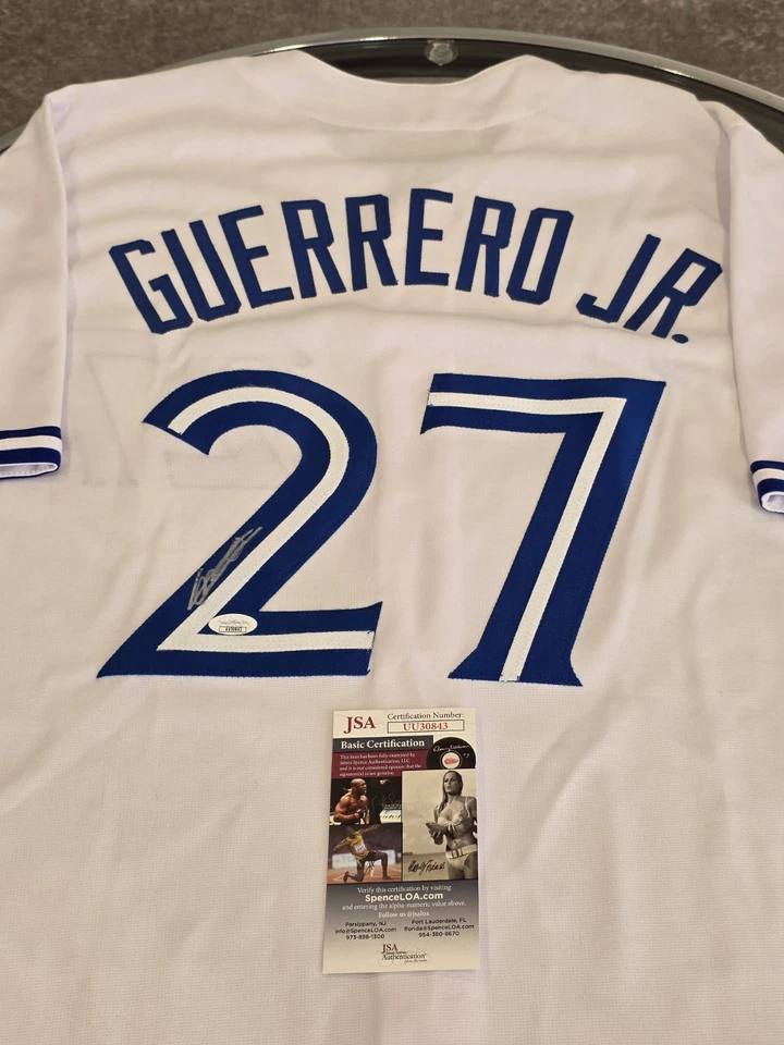 Vladimir Guerrero Jr. Autographed/Signed Jersey JSA COA White Custom Jersey  - Image 1 of 4