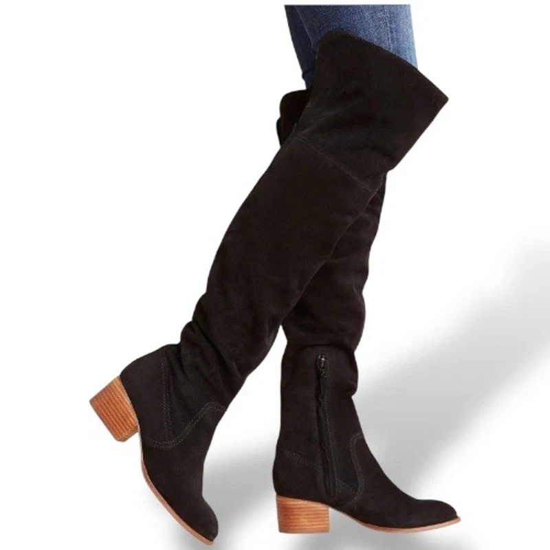 Anthropologie Clearwater Botas Altas Sobre la Rodilla Para Mujer 10 Gamuza Negra NUEVAS Foto 1 de 4