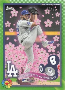 Clayton Kershaw 7/99 2025 Topps Serie Tokio Verde Takashi Murakami Arte #3 - Imagen 1 de 2