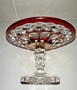Vintage Westmoreland Wakefield Cranberry Klarglas Kompott Diamant & ovales Band  - Bild 1 von 14