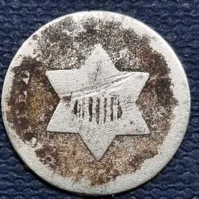 1852 Three Cent Piece 3c Silver Trime Circulated #94594 - Image 1 of 2