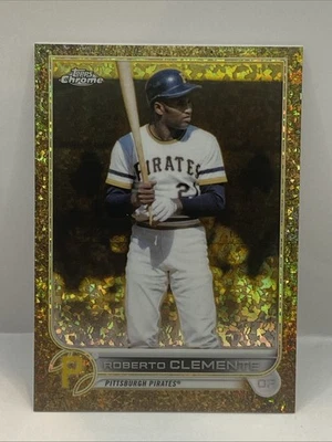 2022 Topps Chrome Gilded Roberto Clemente Gold Mini Diamond #/50 #115 HOF SP - Image 1 of 3