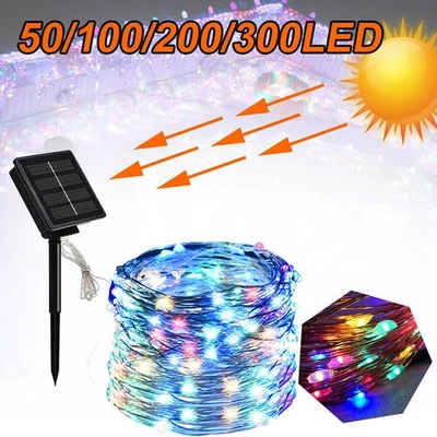Solar String Light with 8 Lighting Modes IP44 Copper Wire Lights US Stock - Image 1 of 4