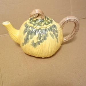 Tetera de calabaza de cerámica vintage 1989 Fitz and Floyd. Halloween Otoño Acción de Gracias - Imagen 1 de 7