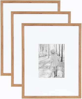 SET OF 3 BROWN 16X20 PICTURE FRAMES MATTED TO 8X10 FOR GALLERY WALL DECOR BEST - Image 1 of 4