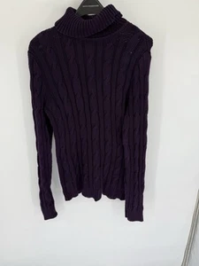 Lauren Jeans Company purple long sleeve cable knit turtleneck sweater sz large - Picture 1 of 9