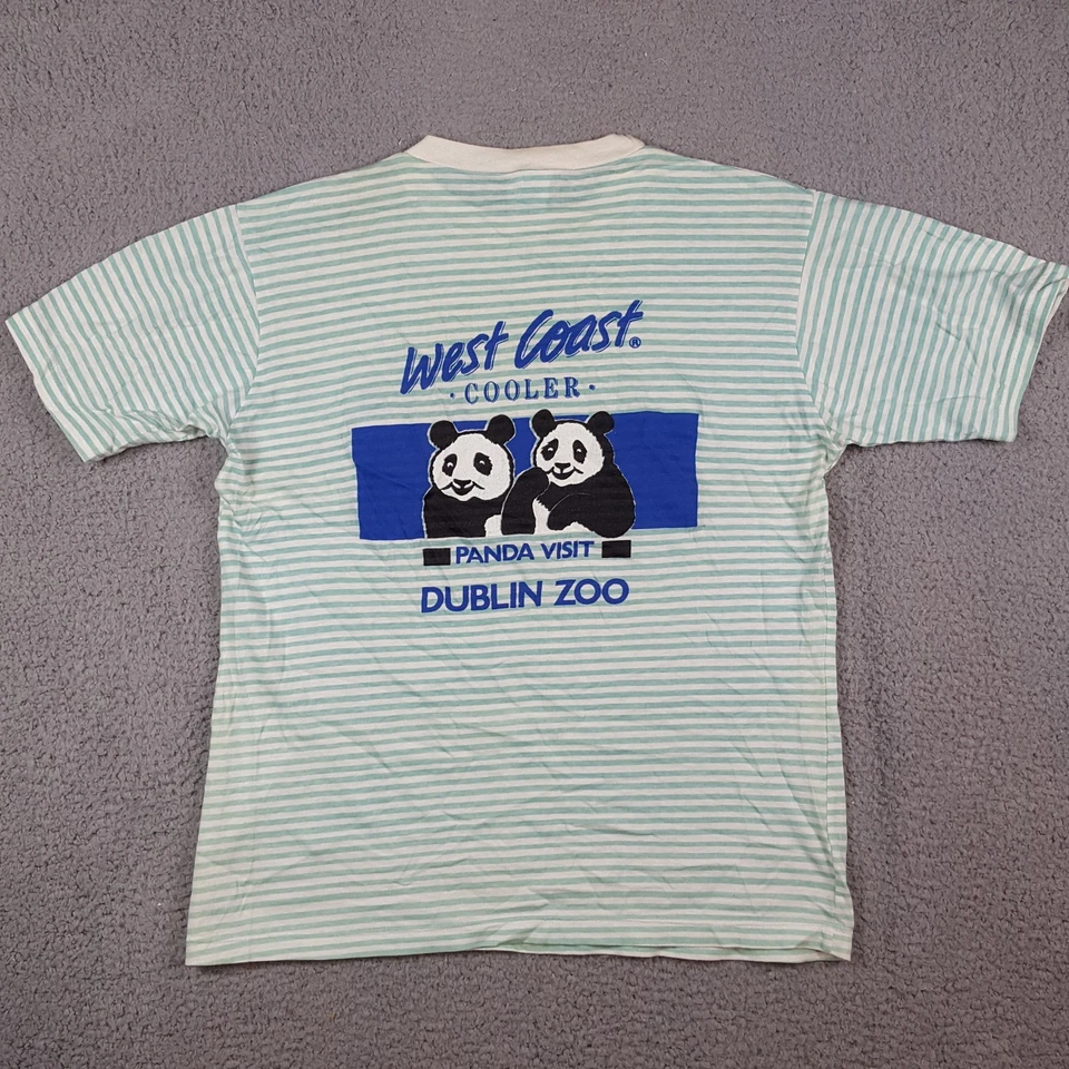 Camiseta a Rayas Abrigo Oeste Talla Pequeña Visita Panda Gigante Zoológico Dublín Años 80 De Colección Foto 1 de 4