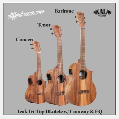Kala Teak Tri-Top Ukuleles w/ Cutaway & EQ - Image 1 of 2
