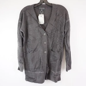 Barefoot Dreams CozyChic Lite Contrast Stitch Cardigan in Carbon/Pearl - Size XS - Picture 1 of 18