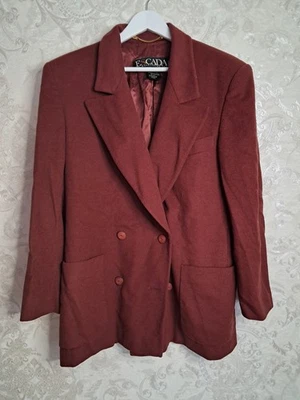 复古 Escada by Margaretha Ley Blazer 羊毛丝绸夹克 西德 尺寸 40 — 第 1/4 张图片