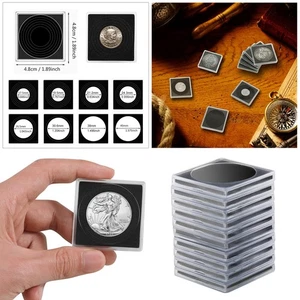 1-100x klare quadratische Silber Dollar Münzkapseln Halter + 8 Größen verstellbare Dichtung - Bild 1 von 7