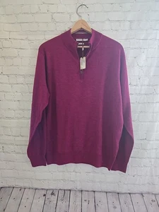 NEW Peter Millar Sweater Mens XL 1/4 Zip Berry 100% Merino Wool Quality Classic - Picture 1 of 6