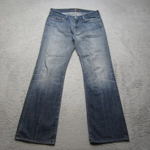 Jeans 7 For All Mankind uomo 34x33 blu bootcut lavaggio medio denim invecchiato USA - Foto 1 di 13