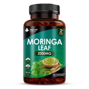 New Leaf Products Moringa Blatt Kapseln - reiner Extrakt & Pulver 2000mg 120 Kapseln - Bild 1 von 1