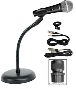 Rockville Dynamic Microphone+Mic Stand w/Gooseneck+Weighted Base+Cables - Picture 1 of 12