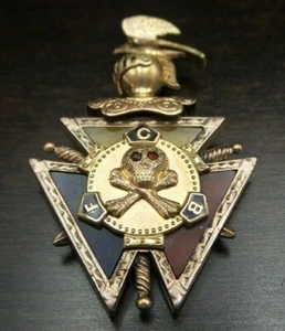 Toller Anfang 1900er 10K Gold & buntes Glas Ritter von Pythias Freimaurer Anhänger - Bild 1 von 11