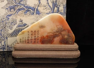 Chinesischer natürlicher Shoushan Stein handgeschnitzt exquisites Siegel 10650 - Bild 1 von 9
