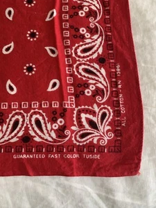 VINTAGE GARANTIERT SCHNELLE FARBE TUSIDE 50ER JAHRE NOS BANDANA ROTE SELVEDGE 22" - Bild 1 von 7