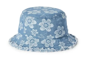 Time and Tru Women's Floral Denim Bucket Summer Hat Travel Accessories ONE SIZE! - Picture 1 of 1