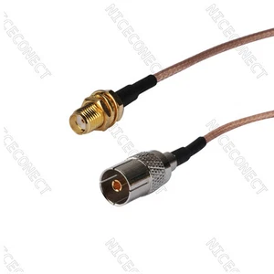 2 piezas IEC DVB-T TV PAL hembra a SMA hembra RG316 saltador antena cola de cerdo - Imagen 1 de 3