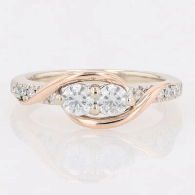 Ever Us .39ctw Diamond Two-Stone Engagement Ring 14k Multi-Tone Gold Size 4.5 - Image 1 of 4