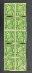 1923 U.S. Benjamin Franklin Green One 1 Cent Block of 10 (Perf 11x10)- MNH - Picture 1 of 7