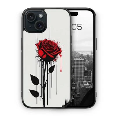 MUNIQASE Weinende Rose Silikon Hülle für z.B. iPhone 12 13 14 15 16,Plus Pro Max uvm. Blu