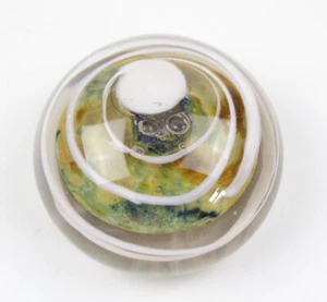 Art Glass Signed MOOK 83 Paperweight Air Twist White Spiral Swirling Dated - Picture 1 of 12