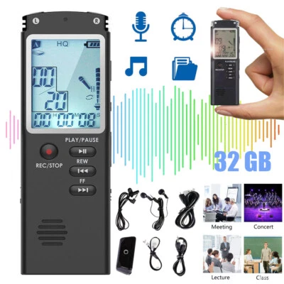 Lecture Digital Voice Recorder Dictaphone Audio MP3 Sound Mini Recorder Player - Image 1 of 4