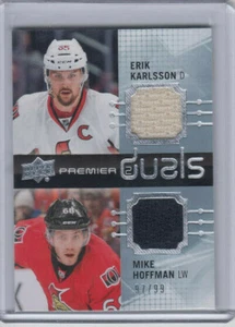 16/17 UD Premier Ottawa Eril Karlsson Mike Hoffman Duals GUJ #PD2-KH Ltd #97/99 - Picture 1 of 2