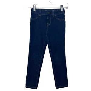 Cat & Jack Girls Jeans Size 6 Straight Leg Dark Wash Snap Button Pockets Blue - Picture 1 of 7