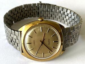 Vintage Timex Electric 47619 26080 Water Resistant Men's Wrist Watch Runs 