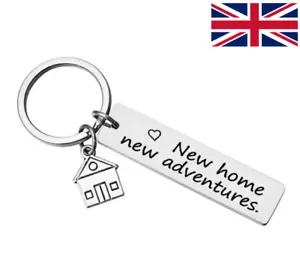 PAIR New Home New Adventures Rectangle Key Ring House Warming First Home Keyring - Picture 1 of 2