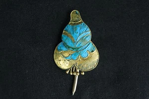 Rare Antique Chinese blue Kingfisher feather hair stick pin ornament [Y9-W6-A9] - Picture 1 of 7