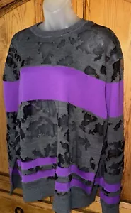 ALEXANDER WANG Purple & Gray Wool/Nylon Burnout Crew Neck Sweater Size L - Picture 1 of 9