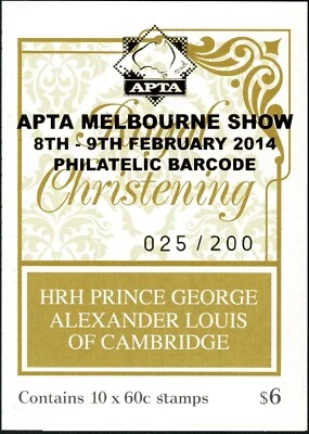 Folleto de bautizo real 2014. APTA Melbourne 2014 O/P. Phil B/C. #025/200 Foto 1 de 3