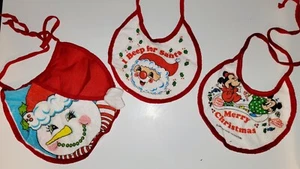 Set of Vintage 1980's Christmas Baby Bibs- Never Used, Very Cute! - Picture 1 of 9