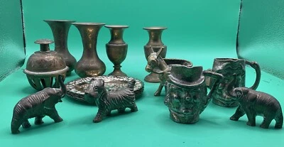 Mixed Lot Of Vintage Brass Figurines. Lucky Brass Elephant - Image 1 of 4