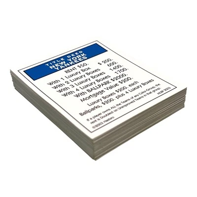 Tarjetas de título de propiedad Monopoly Major League edición de béisbol - Juego completo Foto 1 de 3