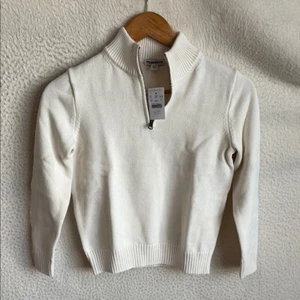 J Crew Crewcuts Kids' heritage cotton half-zip sweater Size Medium Ivory - Picture 1 of 8