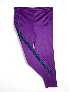 Vintage 80s Asics Satin Track Pants Purple Blue Logo W32–38 Zip Leg Tapered - Picture 1 of 8