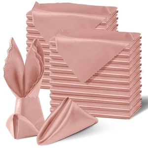 Rose Gold Satin Napkins - 100 Pack, 20x20 Inches, Scalloped Square, Elegant W... - Picture 1 of 7